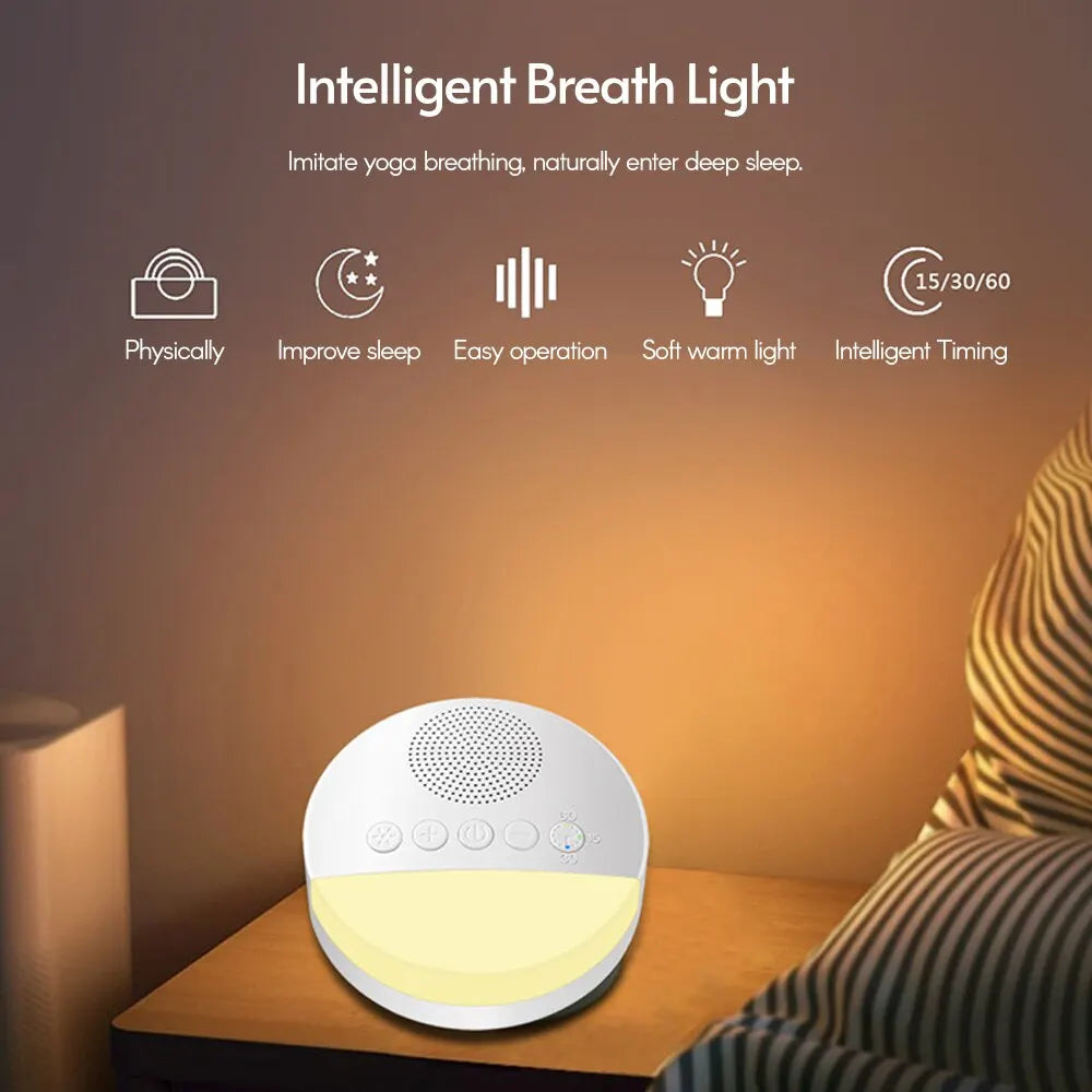 Baby White Noise Machine Kids Sleep Sound Player Night Light Timer