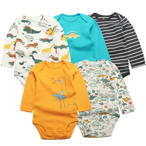 3-5 PCS/LOT Soft Cotton Baby Bodysuits Long Sleeve Newborn Baby