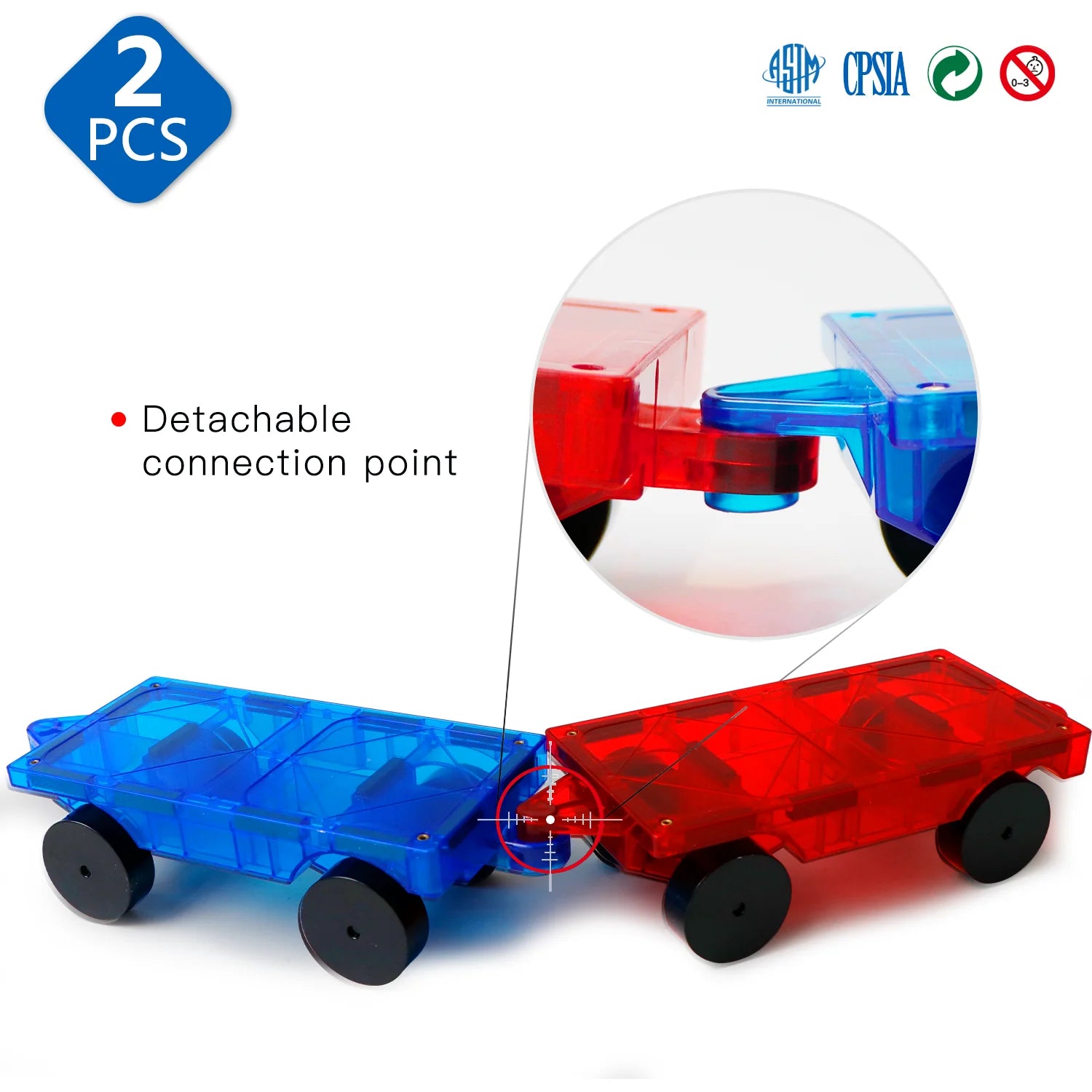 Romboss 2pcs Car Set Suitable for Big Size Magnetic Building Blocks