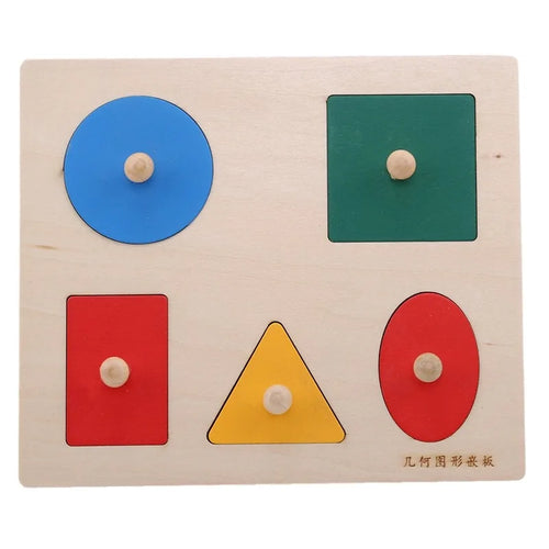 Montessori Puzzle Toys Wooden Geometric Shapes Sorting Math Colorful