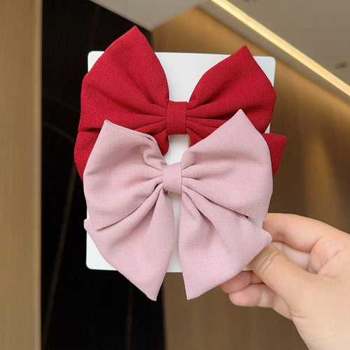 2Pcs/lot Solid Color Hair Bows Boutique With Clips For Girls Hairgrips