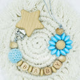 Load image into Gallery viewer, Custom Name Silicone Beads Wooden Ring Pacifier Clips Safe Teething
