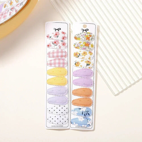 10/20Pcs Cotton Print Hair Clip Hairpin for Girl Fabric Plaid Mini BB