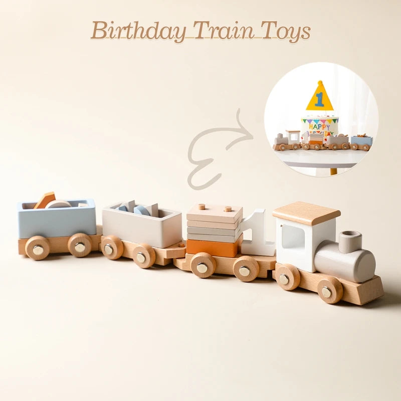 Montessori Toys Wooden Train Birthday Toy Baby Educational Toys Wooden