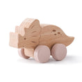 Load image into Gallery viewer, Wooden Baby Car Toys Beech Wooden Dinosaur Cartoon Car Teether
