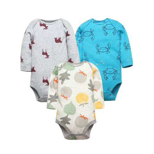 3-5 PCS/LOT Soft Cotton Baby Bodysuits Long Sleeve Newborn Baby