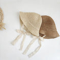 Load image into Gallery viewer, Fashion Lace Baby Hat Summer Straw Bow Baby Girl Cap Beach Children
