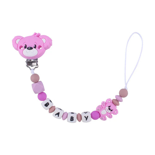 Baby Handmade Personalized Name Clips Cartoon Silicone Beads Pacifier