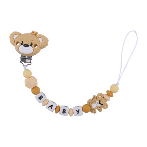 Baby Handmade Personalized Name Clips Cartoon Silicone Beads Pacifier