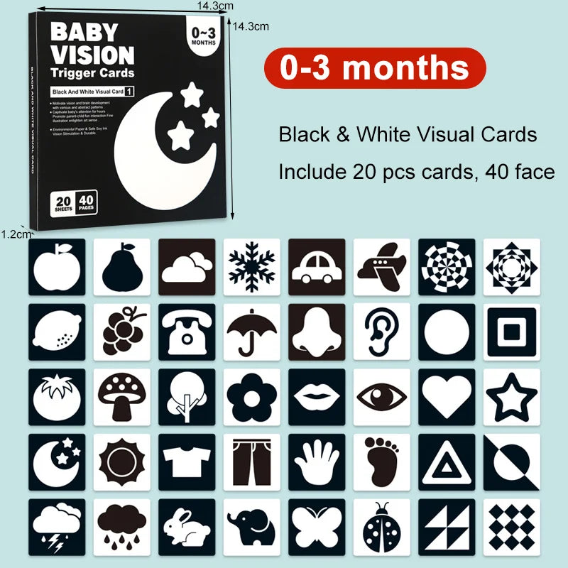 Baby Visual Stimulation Cards Montessori High Contrast Flash Card