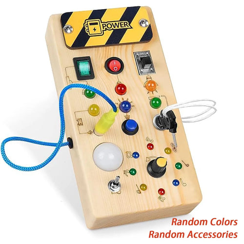 Montessori Busy Board Sensory Toys Wooden With LED Light Switch