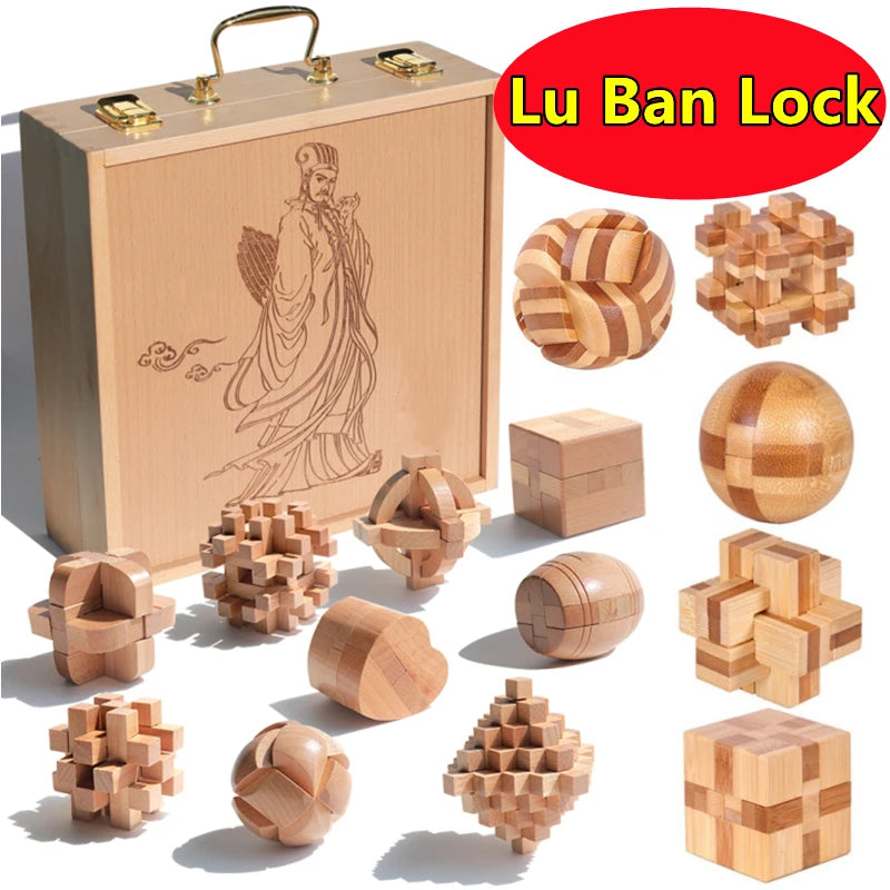 New Wooden Kong Ming Lock Lu Ban Lock IQ Brain Teaser Educational Toy