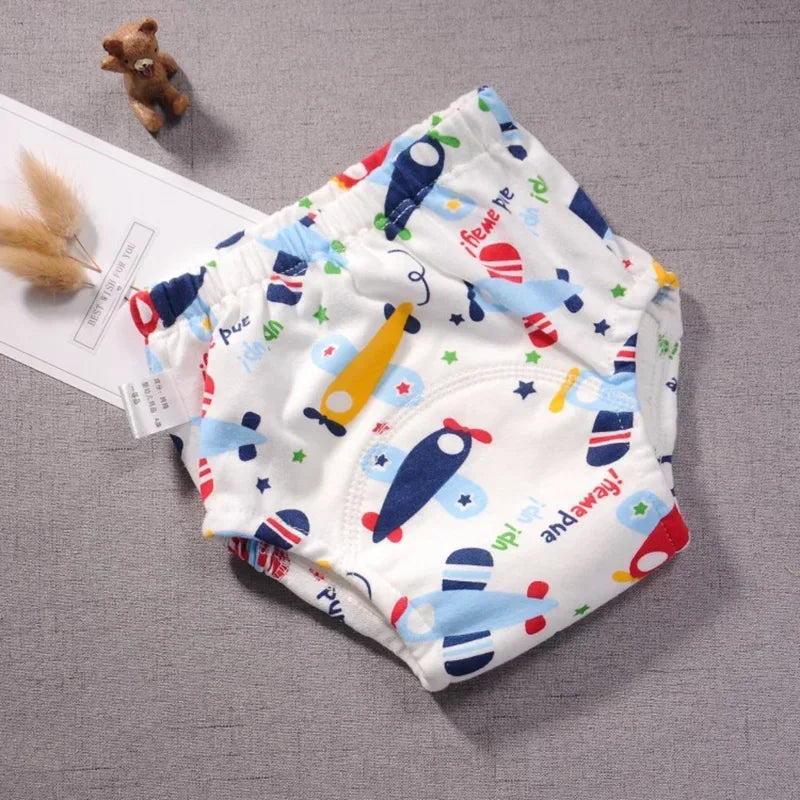 B Caton Cartoon Print Reusable Baby Diaper 6-layer Waterproof Cotton