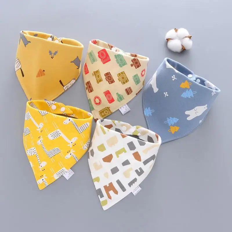 5pcs Baby Saliva Towel Triangle Scarf Pure Cotton Bandana Waterproof