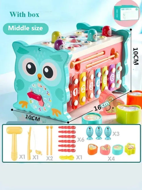 New Baby Montessori Toys Magnetic Fishing Owl Cube Learning