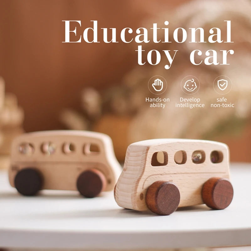 Baby Wooden Baby Toys NO Bpa  Cartoon Car Bus Montessori Toys