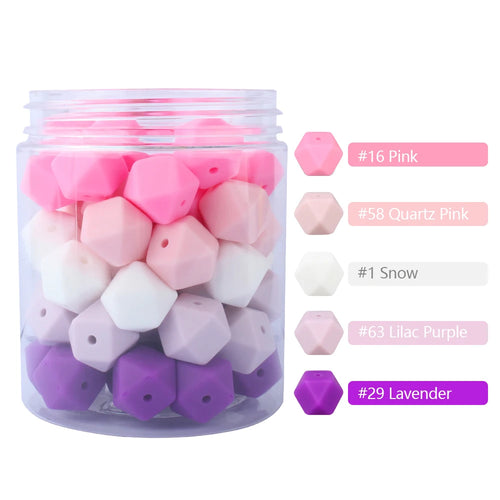 10pcs Hexagon Silicone Beads Pearl 14mm DIY Pacifier Clip Chain