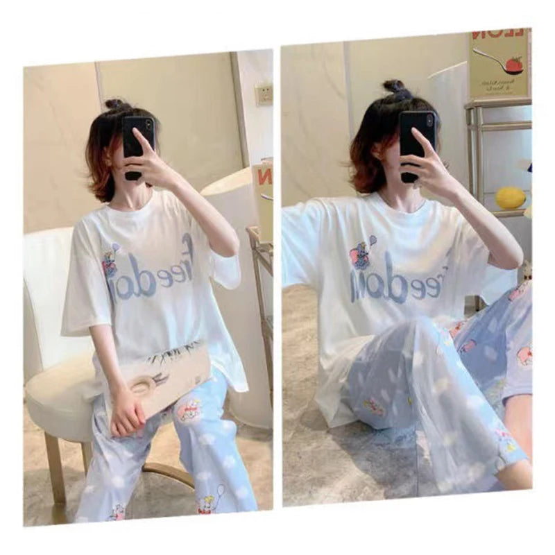 Disney Cartoon Mickey Winnie Snow White Pajamas Ladies Summer Short