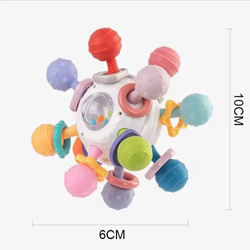 Montessori Baby Toys 0 12 Months Rotating Rattle Silicone Teething