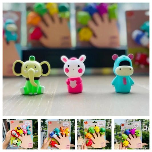 5PCS Mini Animal Hand Puppet Puppy Doll Finger Puppet Toy Set