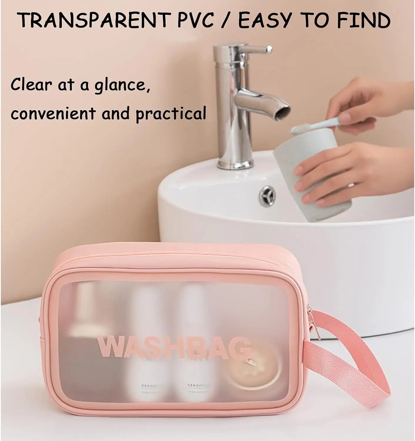 Clear Travel Bags for Toiletries, Portable PVC Waterproof Cosmetic