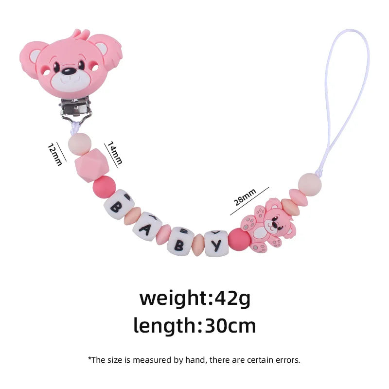 Baby Handmade Personalized Name Clips Cartoon Silicone Beads Pacifier