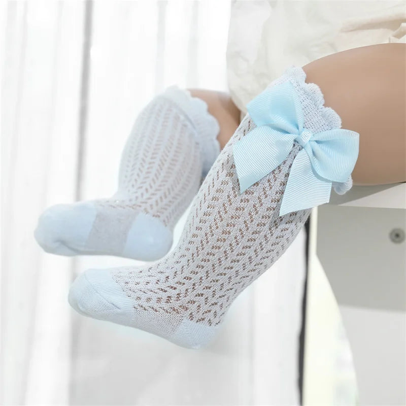 lawadka 0-24M Baby Girl Socks Toddler Big Bow Cotton Summer Mesh