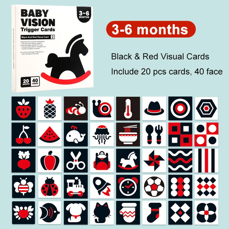 Baby Visual Stimulation Cards Montessori High Contrast Flash Card