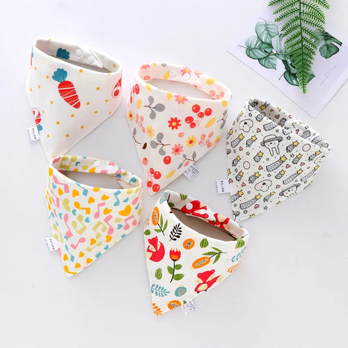 5pcs Pure Cotton Bandana Waterproof Bibs Baby Saliva Towel Triangle