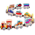 Load image into Gallery viewer, Montessori Magnetic Wooden Train Toys Early Educational Cognition
