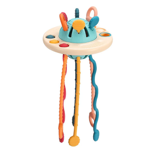 Development Baby Rattle Teether Toys Montessori Silicone Pull String