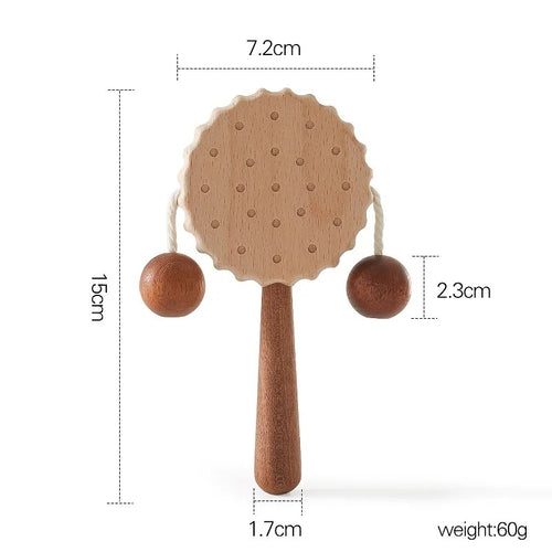 1pc Wooden Montessori Toy Hand bell Toy Baby Mobile Musical Rattle Toy