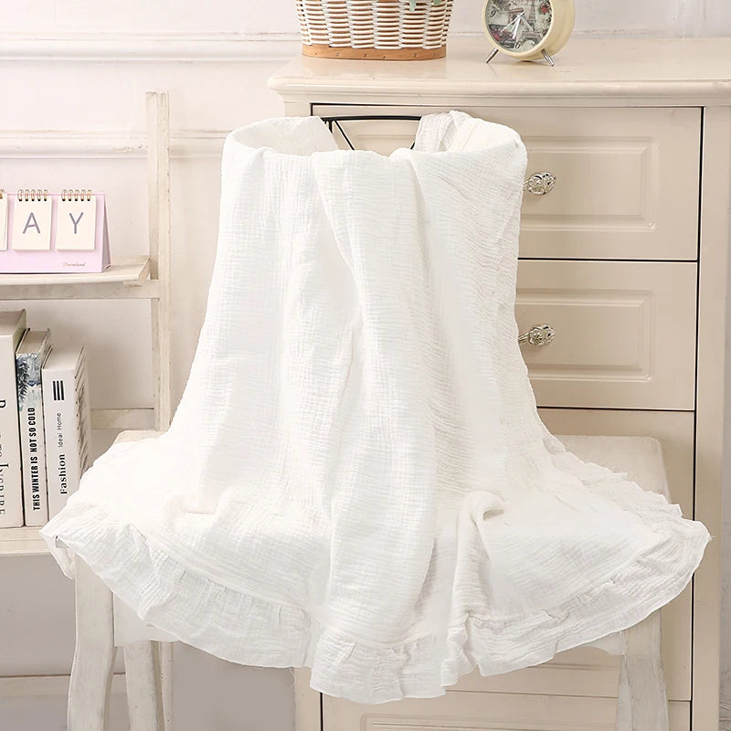 100% Organic Cotton Baby Wrap Gauze Ruffle Infant Blanket Kid Soft