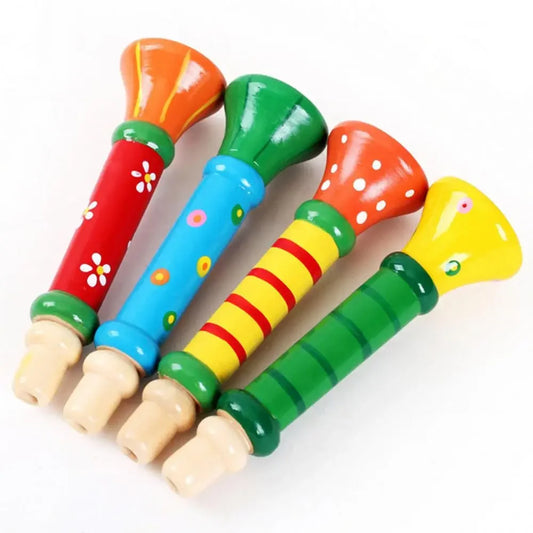 Wooden Trumpet Children Toy Horn Whistle Musical Instrument for Kids