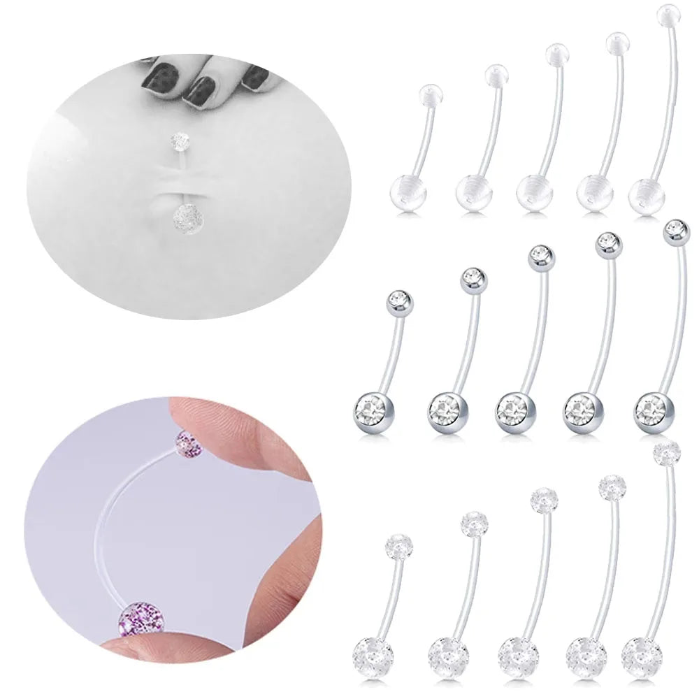 Pregnancy Belly Button Rings Long Bar Sport Maternity Flexible