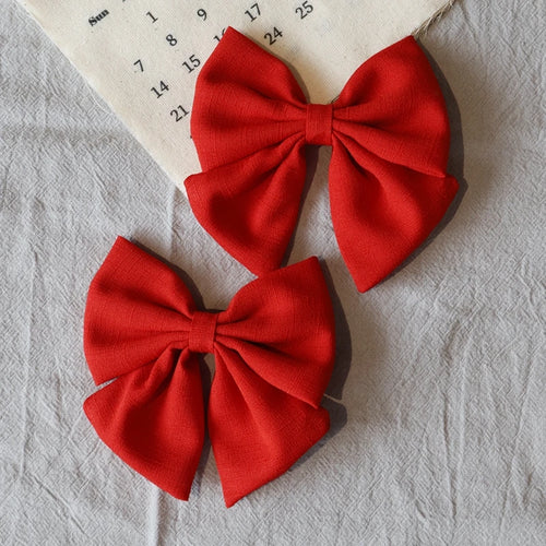 2Pcs/lot Solid Color Hair Bows Boutique With Clips For Girls Hairgrips