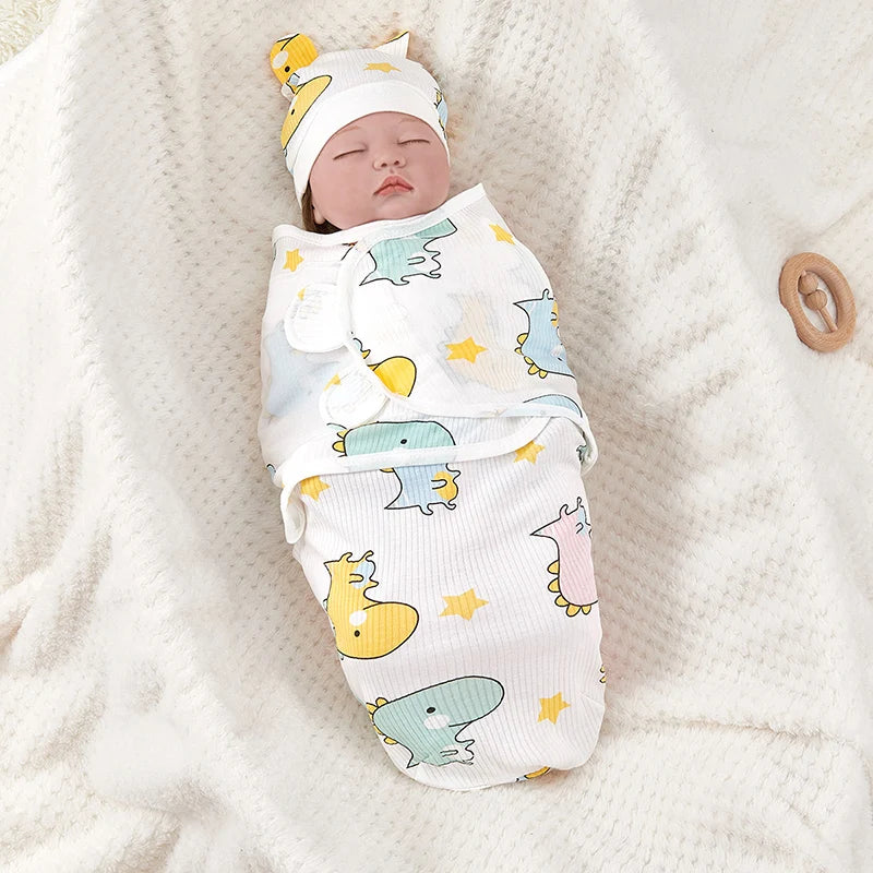 Newborn Sleeping Bag Cotton Baby Swaddle Wrap Adjustable Newborn