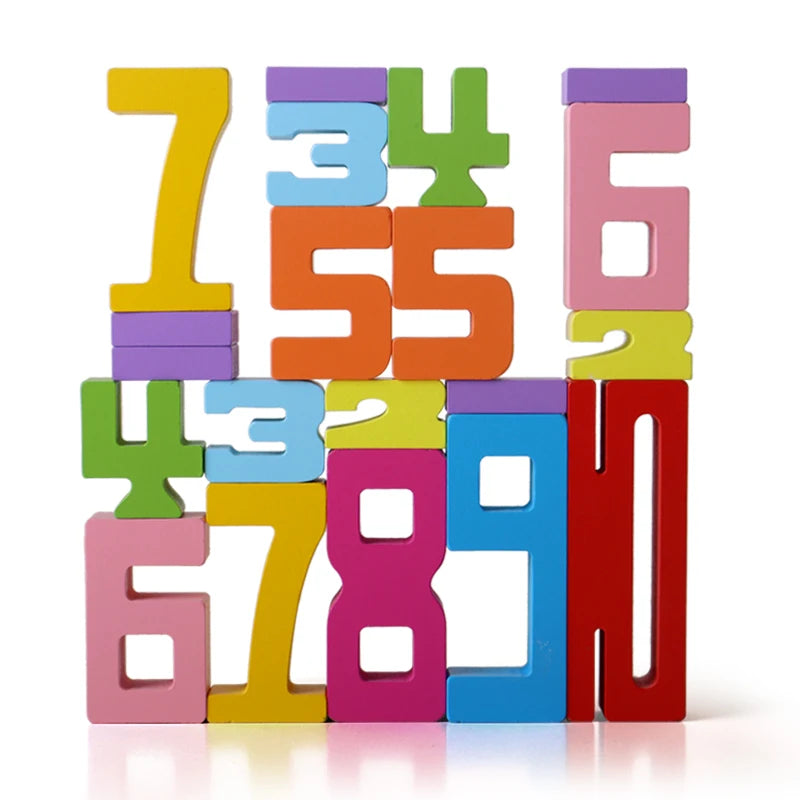 Wooden educational digital blocks, creative puzzles, stacking toys,