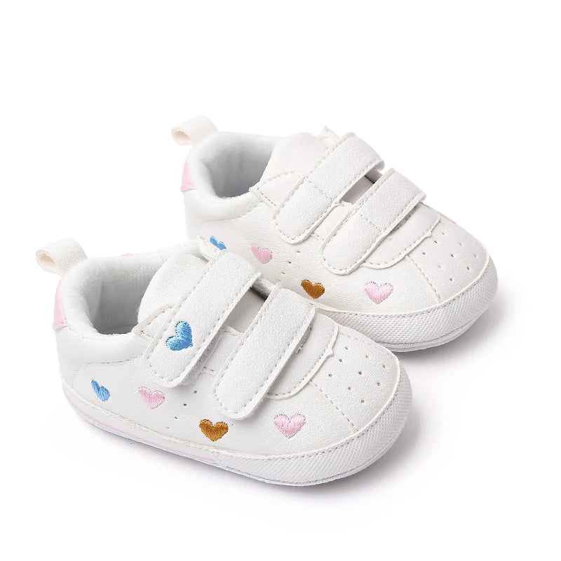 Baby White PU Sneaker Non-slip for Toddler Boys and Girls Cute