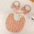 Load image into Gallery viewer, 3Pcs/Set Baby Flower Bibs & Headbands Bow Nylon Hairbands Double Side
