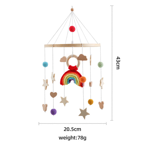 Baby Rattle Toy 0-12 Months Wooden Mobile On The Bed Beech Wind Chime