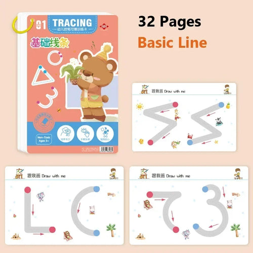 Magical Tracing Workbook Educational Montessori Books for Children Pen