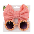 Load image into Gallery viewer, 2Pcs/Card Daisy Baby Sunglasses Eyelet Bow Headband Set Elastic Nylon
