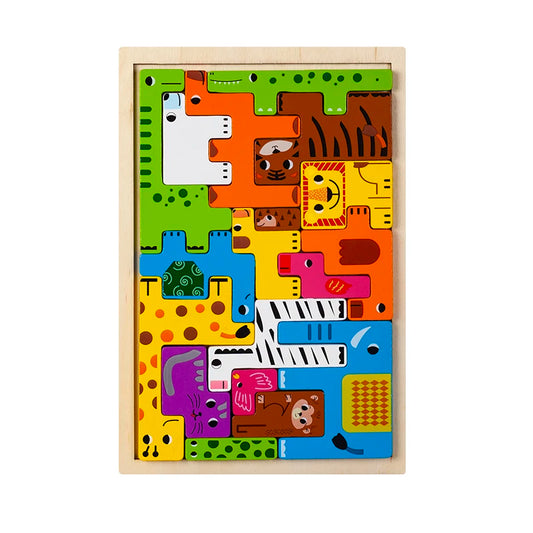 Montessori Animal Characters Transportation wooden puzzle Russian