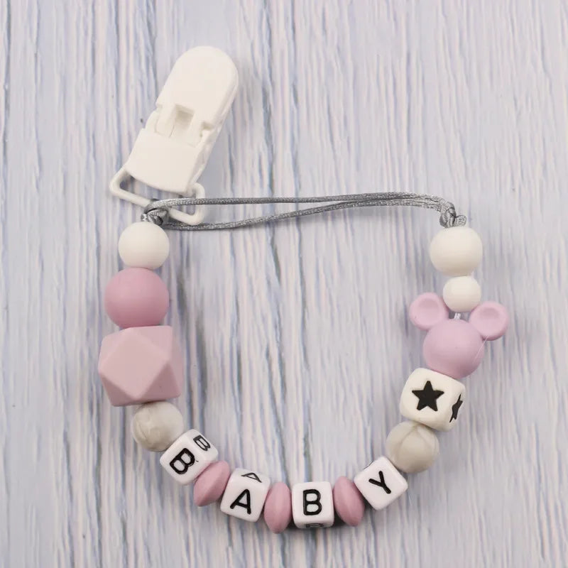 Baby Pacifier Clips Personalized Name Cartoon Dummy Nipples Holder