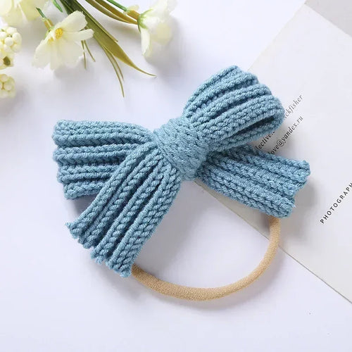 1PCS Cute Knitting Wool Bowknot Elastic Hairband Infant Solid Color