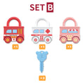 Load image into Gallery viewer, 3Pcs Early Learning Lock Unlock Car Train Toy with Keys, Kids
