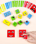 Load image into Gallery viewer, Kids Emotions Expression Game Wooden Cube Face Changing Board Cartoon
