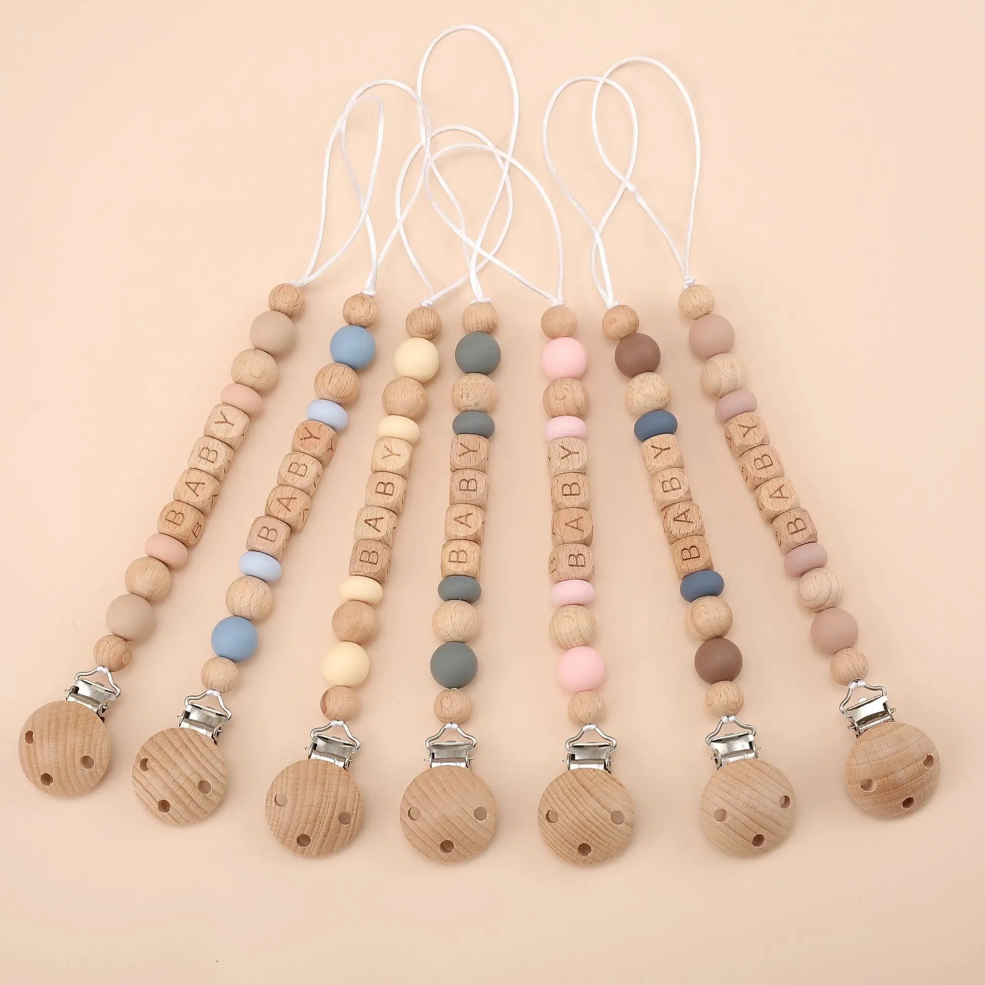 Baby Pacifier Clips Personalized Name BPA Free Morandi Color Dummy