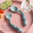 Load image into Gallery viewer, Green BAP Free Children Learn To Eat Training Tableware Twist Fork
